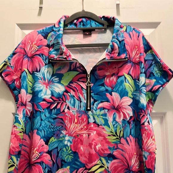 3/$19 Rebel Raven Tropical floral short sleeve 1/4 zip tunic top - Picture 12 of 13